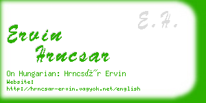 ervin hrncsar business card